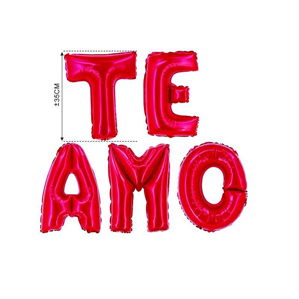 Balão Metalizado com Canudo 16" Te Amo - 1 Un