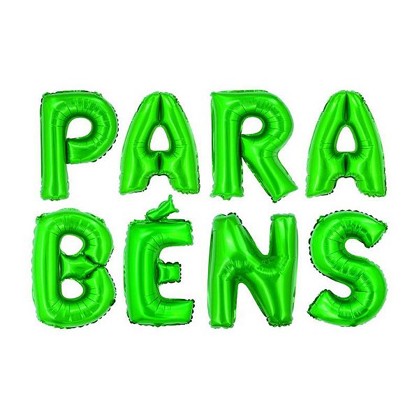 Balão Metalizado com Canudo 16" Parabéns Verde - 1 Un