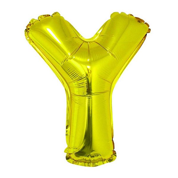 Balão Metalizado com Canudo 16" Letra Dourada Y - 1 Un