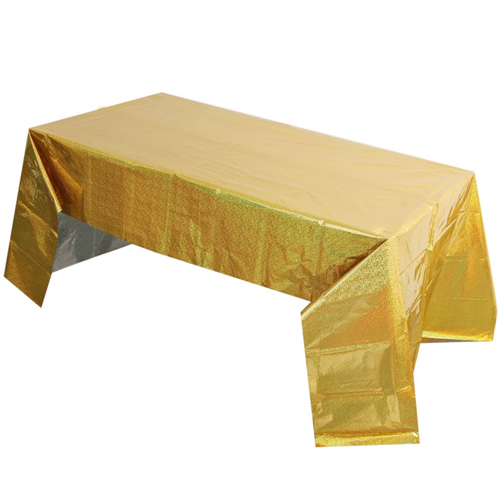 Toalha de Mesa Holográfica 137x274cm Dourada - 1 Un