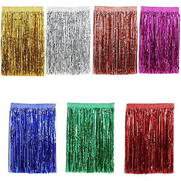 Saia Havaiana Carnaval Metalizada 40cm Cores Diversas - 1 Un