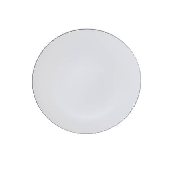Prato Sobremesa Branco com Fio Prata 19cm - 6 Un