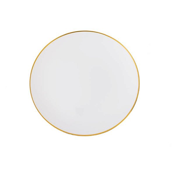 Prato Sobremesa Branco com Fio Dourado 19cm - 6 Un