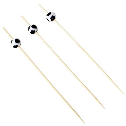 Palito em Bambu Para Petiscos 12cm Bola de Futebol - 20 Un