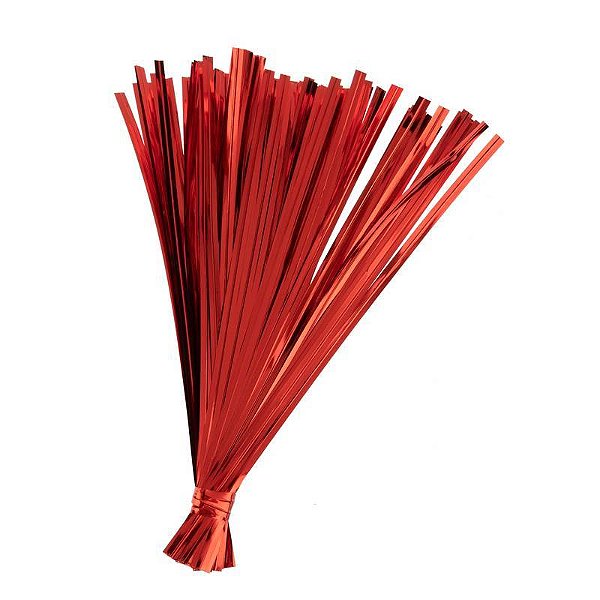 Lacre Fecho Metalizado 7mmx30cm Vermelho - 100 Un