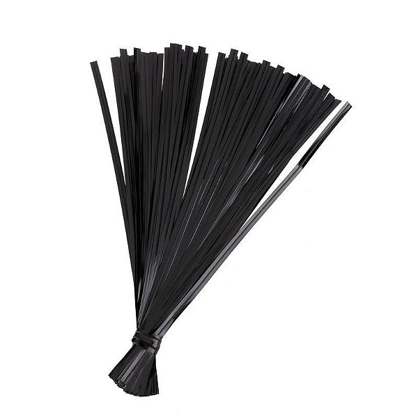 Lacre Fecho Metalizado 7mmx30cm Preto - 100 Un