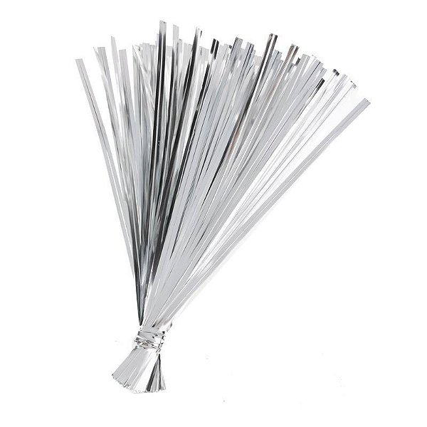 Lacre Fecho Metalizado 7mmx30cm Prateado - 100 Un