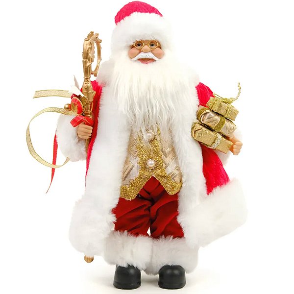 Boneco Papai Noel Decorativo em Pé com Presentes 30cm - 1 Un