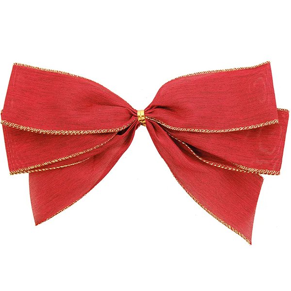 Kit Laço Pronto com Borda Vermelho Ouro 25cm - 4 Un