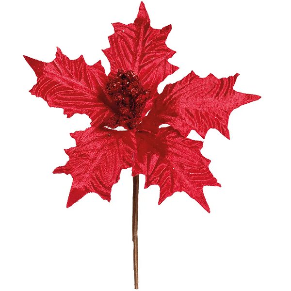 Flores Cabo Curto Poinsetia Vermelho 20cm - 1 Un