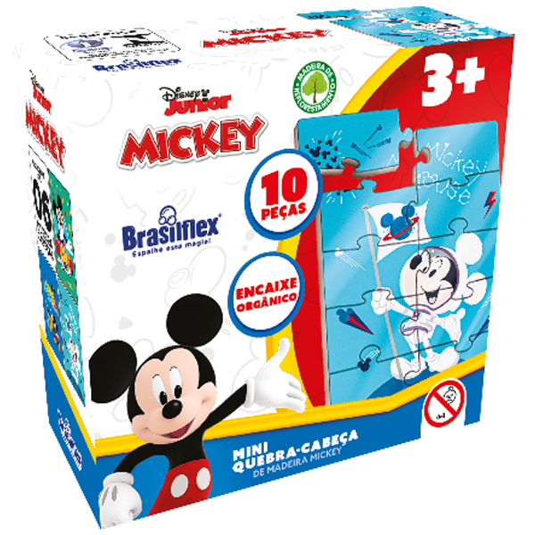 Lembrancinha Infantil - Mini Quebra-Cabeça de Madeira Disney Mickey - 1 Un