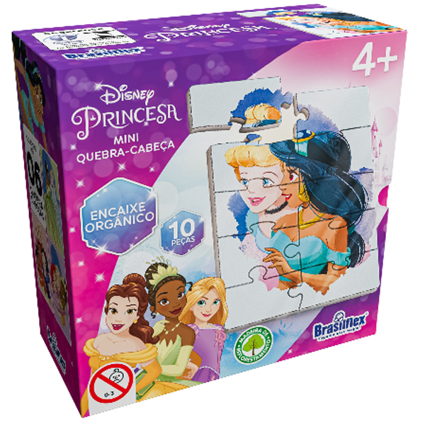 Lembrancinha Infantil - Mini Quebra-Cabeça de Madeira Disney Princesas - 1 Un