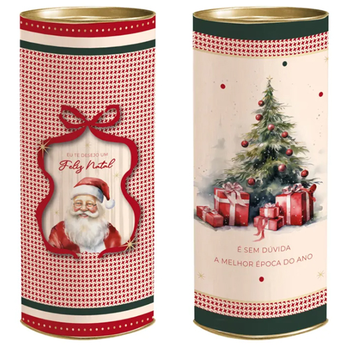 Lata Para Presente Rígida Sortido de Natal G 10x27cm - 1 Un