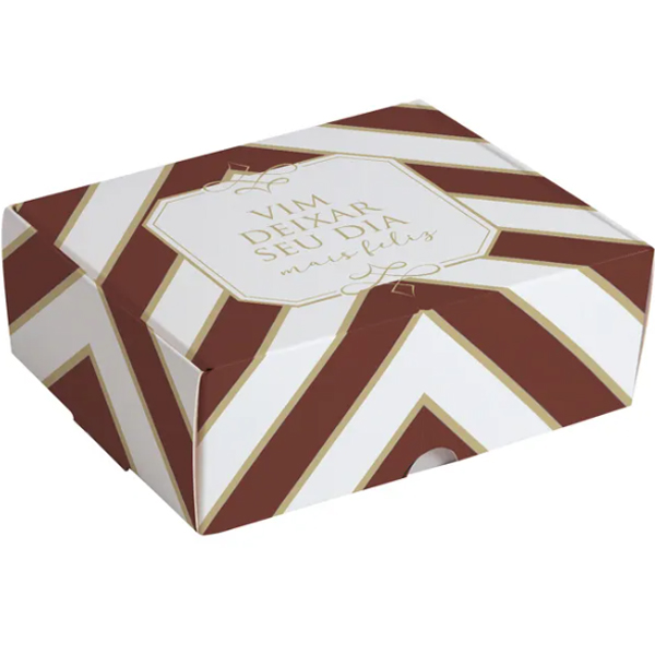 Caixa Para 8 Brigadeiros Chevron Colorido 17x10,6x4,5cm - 100 Un
