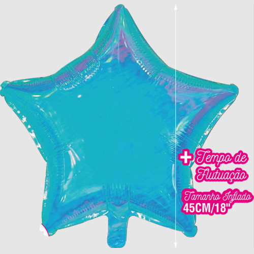 Balão Metalizado Estrela Gelo Azul Cristal 18" - 1 Un