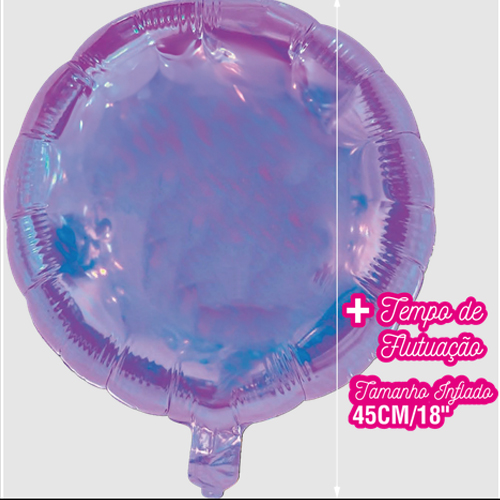 Balão Metalizado Redondo Gelo Roxo Cristal 18" - 1 Un