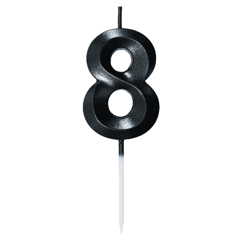 Vela Mini Design Preta Numero 8 - 1 Un