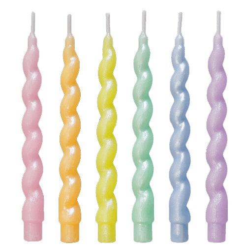 Vela Palito Espiral Metalizada Candy Color V241E - 6 Un