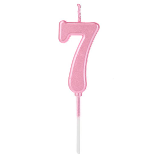 Vela Pick Metalizada Rosa Candy Color Numero 7 - 1 Un