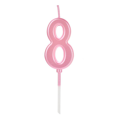 Vela Pick Metalizada Rosa Candy Color Numero 8 - 1 Un