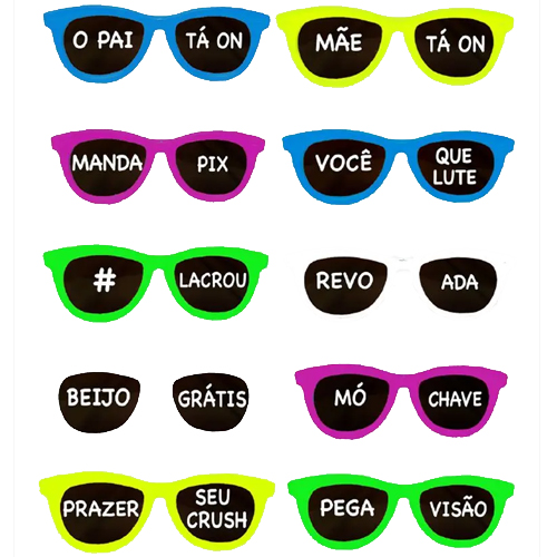 Óculos New Wave COLOR Frases Diversas - 1 Un