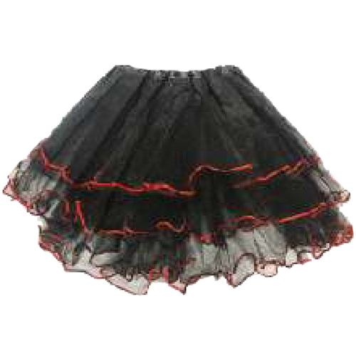 Saia de Tule Especial 30cm Preta e com Detalhe Vermelho