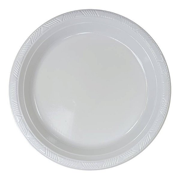 Prato Plástico Happy Line 15cm Branco - 8 Un