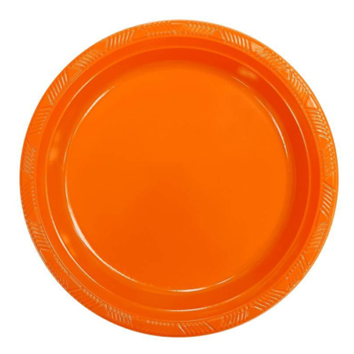 Prato Plástico Happy Line 15cm Laranja - 8 Un