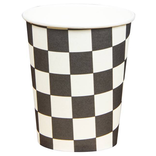 Copo de Papel 270ml Xadrez Preto - 10 Un