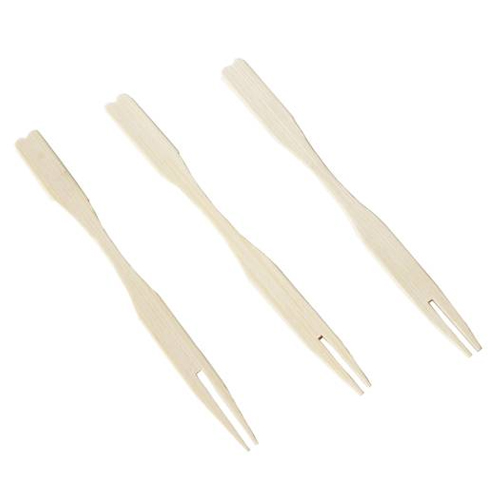 Palito Mini Garfo em Bambu Para Petiscos 9cm - 50 Un