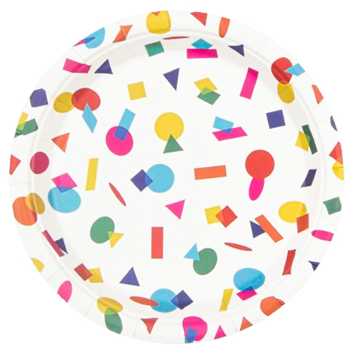 Prato de Papel 18cm Formas Geométricas Coloridas - 10 Un