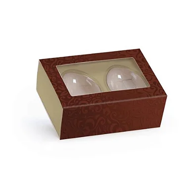 Caixa Luva para Dois Meio Ovo Marrom e Ouro 50g - 12 Un