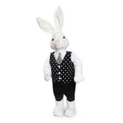 Coelho Decorativo de Pelúcia com Roupa Social Mil Folhas G 73cm - 1 Un