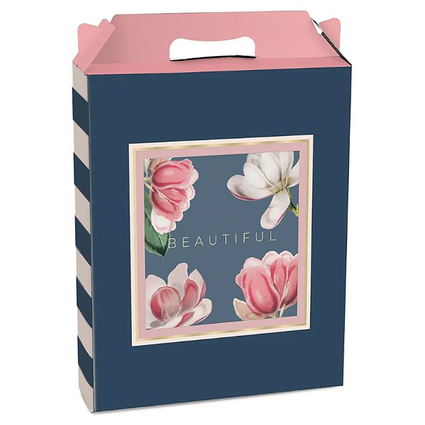 Kit Caixa Maleta Retangular Vertical Pretty Magnolia M 18x7,5x21cm - 10 Un