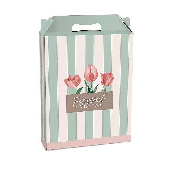 Kit Caixa Maleta Retangular Vertical Tulips M 18x7,5x21cm - 10 Un