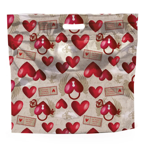 Kit Sacola Laminada com Zíper 46x43+5cm Amor Real - 10 Un