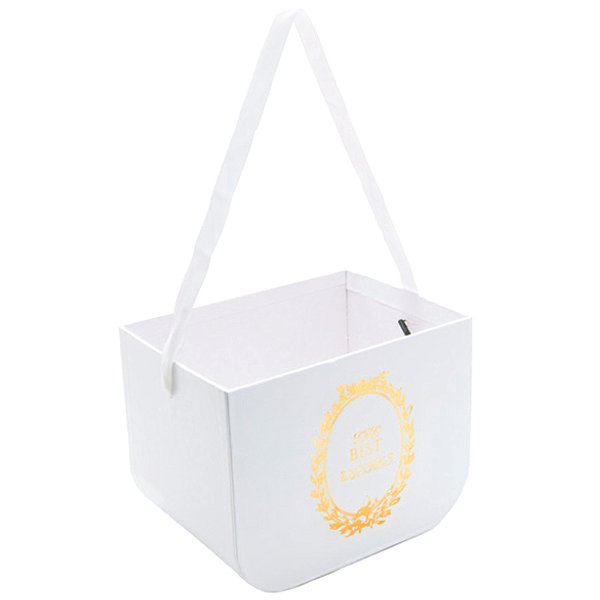 Caixa Quadrada com Alça Liso 16,5x12,5x12cm Branco - 1 Un