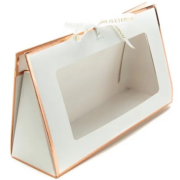 Caixa Triangular Vazada Liso 27x9x16cm Branco - 1 Un