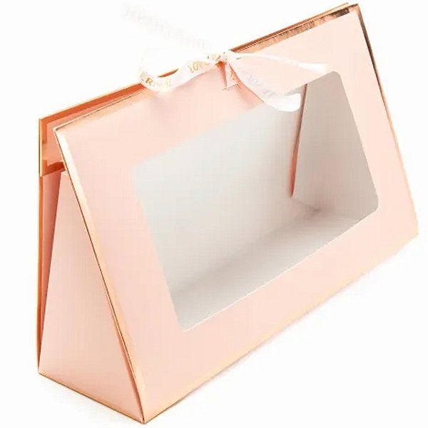 Caixa Triangular Vazada Liso 27x9x16cm Rosa Claro - 1 Un
