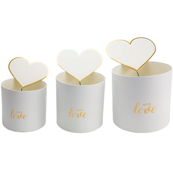 Kit Caixa Redonda Love com Pick P/M/G Branco - 3 Un