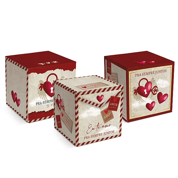 Kit Caixa Pop Amor Real 9x9x9cm - 10 Un