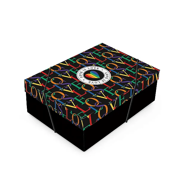 Kit Caixa Retangular com Tampa Love Is Love P 24x18x8cm - 10 Un