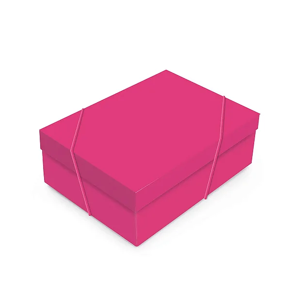 Kit Caixa Retangular com Tampa Pink Core G 46x33x14cm - 10 Un