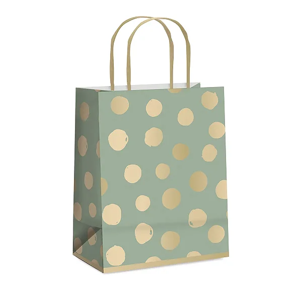 Kit Sacola de Papel Big Ball M 26x19,5x9,5cm Sálvia - 10 Un