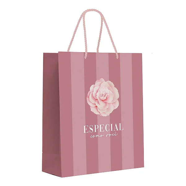 Kit Sacola de Papel Premium Camélia P 23x19x10cm - 10 Un