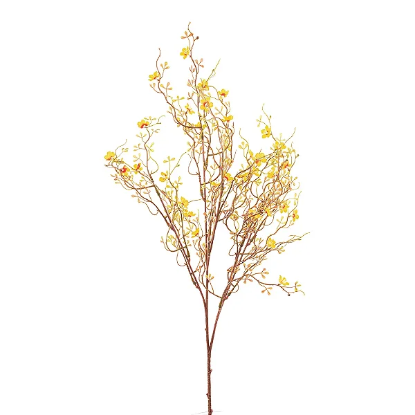 Flores Decorativas Permanentes - Flor de Ameixa X18 70cm Amarelo - 6 Hastes