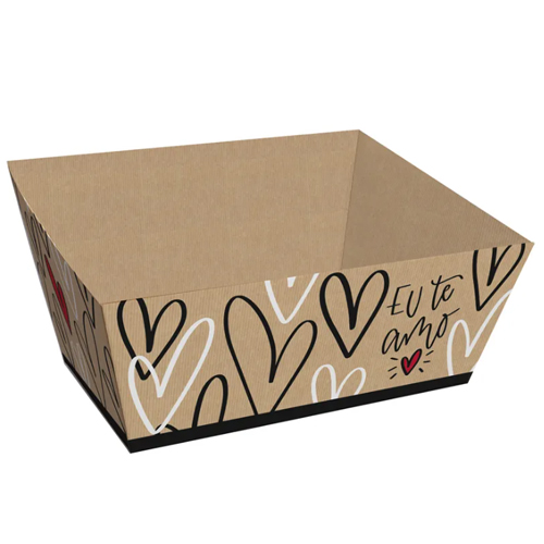 Kit Cesta de Cartão Trapézio Te Amo P 19x13x8cm - 10 Un