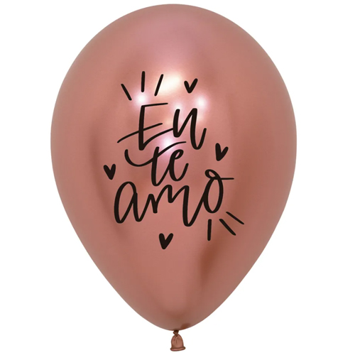 Balão de Látex Reflex Eu Te Amo Rosê Gold R12 - 50 Un