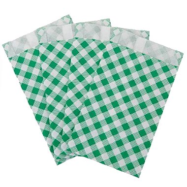 Saco de Papel Xadrez Junino 14x8cm Verde - 50 Un
