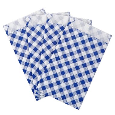 Saco de Papel Xadrez Junino 14x8cm Azul - 50 Un